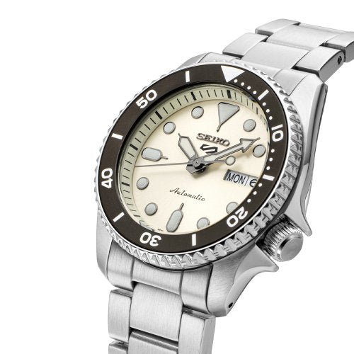 Seiko 5 Sports SKX Automatic Cream Dial Silver Steel Strap Watch For Men - SRPK31K1 - Image 7